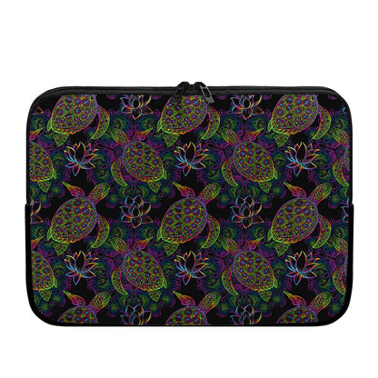 Psychedelic Sea Turtle Pattern Print Laptop Sleeve
