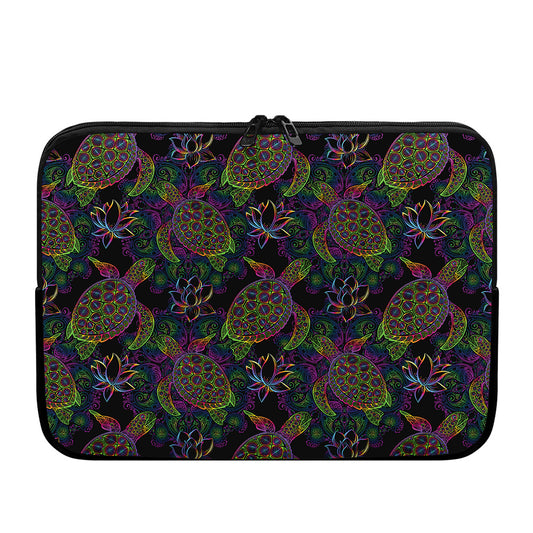 Psychedelic Sea Turtle Pattern Print Laptop Sleeve