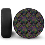 Psychedelic Sea Turtle Pattern Print Leather Spare Tire Cover