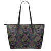 Psychedelic Sea Turtle Pattern Print Leather Tote Bag