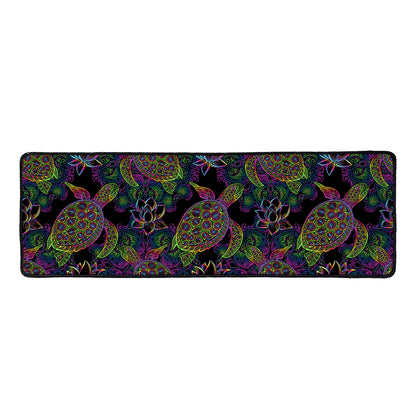 Psychedelic Sea Turtle Pattern Print Long Kitchen Mat