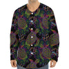 Psychedelic Sea Turtle Pattern Print Long Sleeve Baseball Jersey