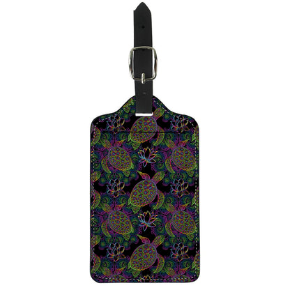 Psychedelic Sea Turtle Pattern Print Luggage Tag