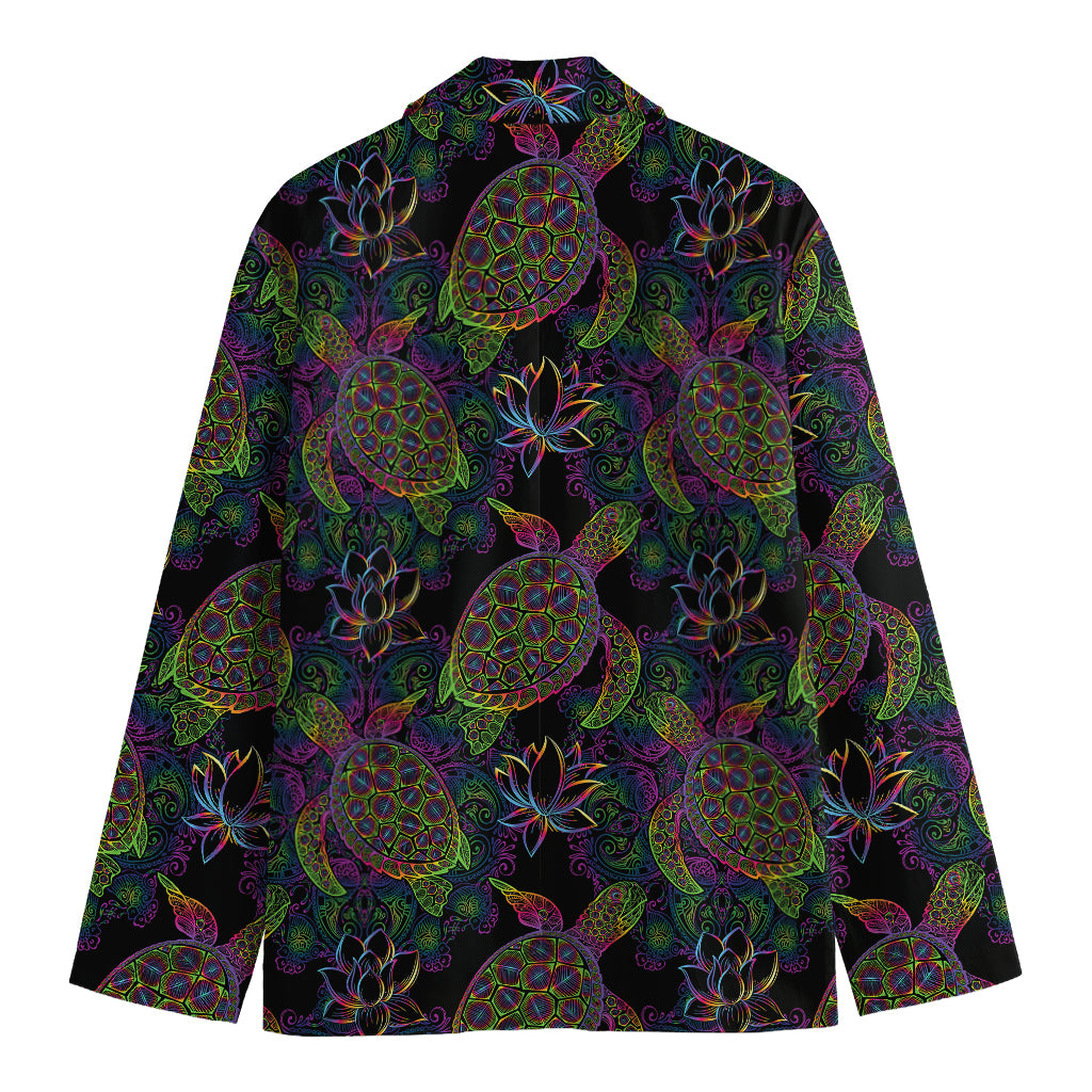 Psychedelic Sea Turtle Pattern Print Men's Blazer