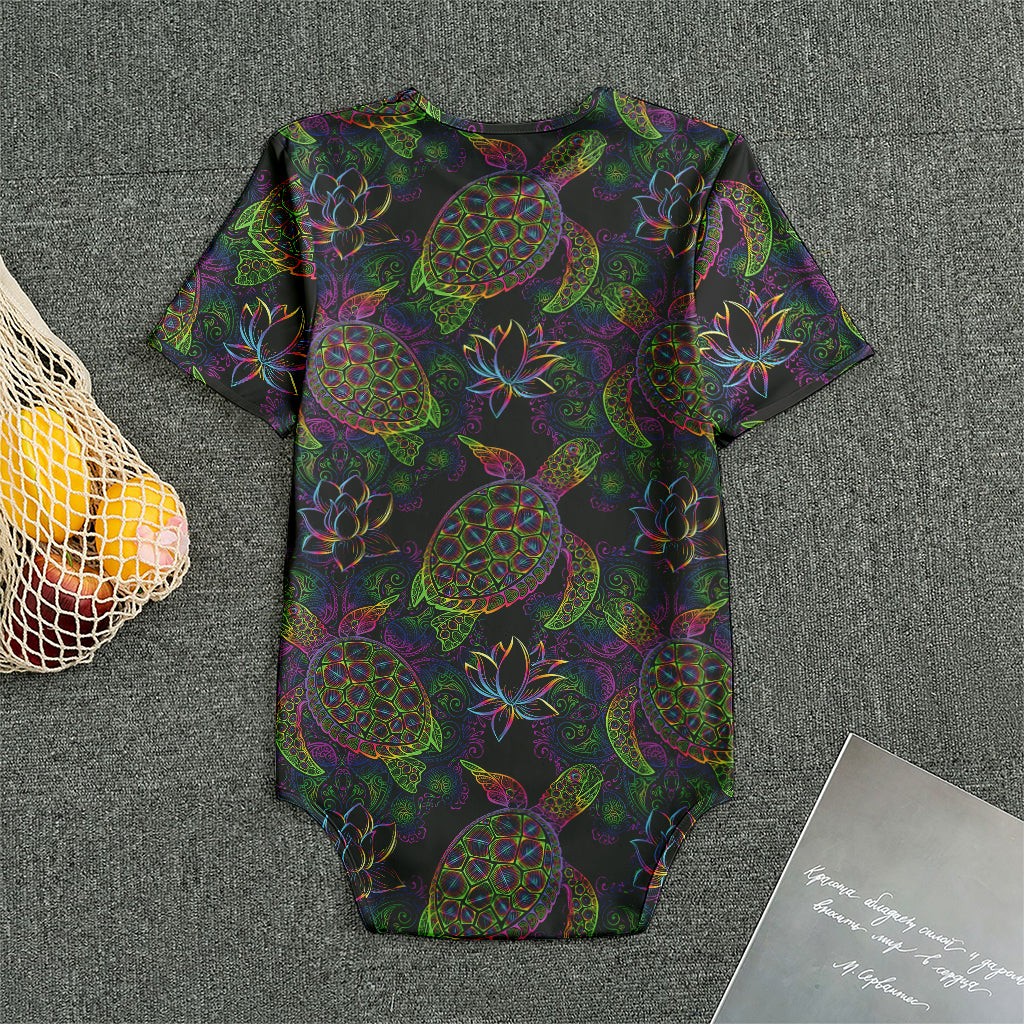 Psychedelic Sea Turtle Pattern Print Men's Bodysuit