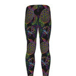 Psychedelic Sea Turtle Pattern Print Men's leggings