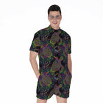 Psychedelic Sea Turtle Pattern Print Men's Rompers