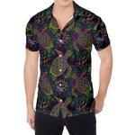 Psychedelic Sea Turtle Pattern Print Men's Shirt