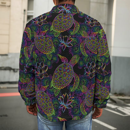Psychedelic Sea Turtle Pattern Print Men's Shirt Jacket