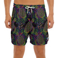 Psychedelic Sea Turtle Pattern Print Men's Split Running Shorts