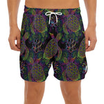 Psychedelic Sea Turtle Pattern Print Men's Split Running Shorts