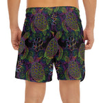 Psychedelic Sea Turtle Pattern Print Men's Split Running Shorts