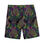 Psychedelic Sea Turtle Pattern Print Men's Sports Shorts