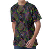 Psychedelic Sea Turtle Pattern Print Men's Velvet T-Shirt