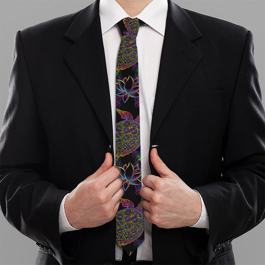 Psychedelic Sea Turtle Pattern Print Necktie