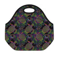 Psychedelic Sea Turtle Pattern Print Neoprene Lunch Bag