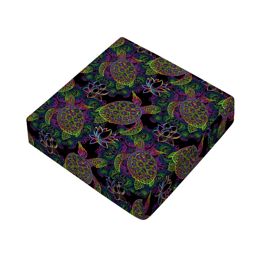 Psychedelic Sea Turtle Pattern Print Outdoor Seat Cushion Cover