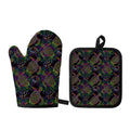 Psychedelic Sea Turtle Pattern Print Oven Mitt And Pot Holder Set