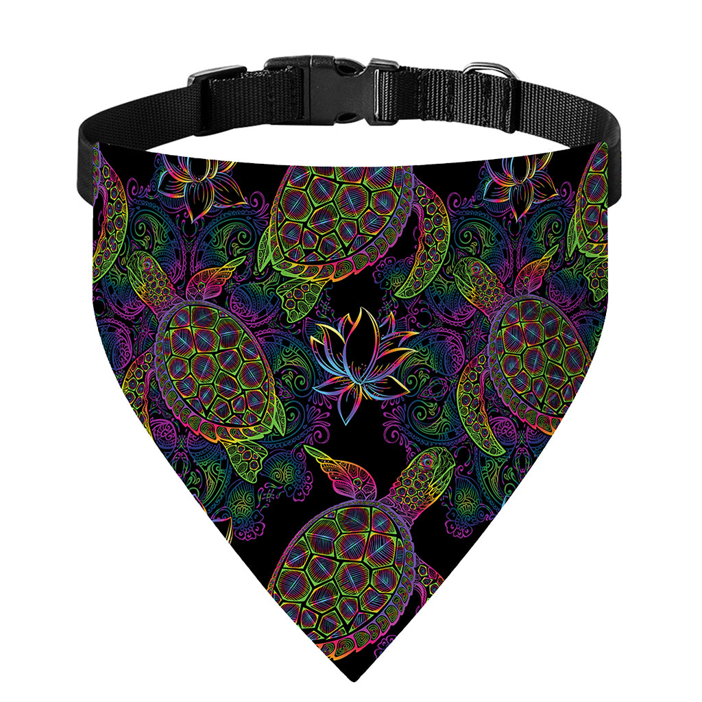 Psychedelic Sea Turtle Pattern Print Over The Collar Dog Bandana