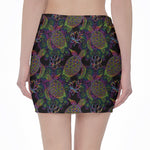 Psychedelic Sea Turtle Pattern Print Pencil Mini Skirt