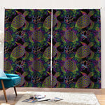 Psychedelic Sea Turtle Pattern Print Pencil Pleat Curtains