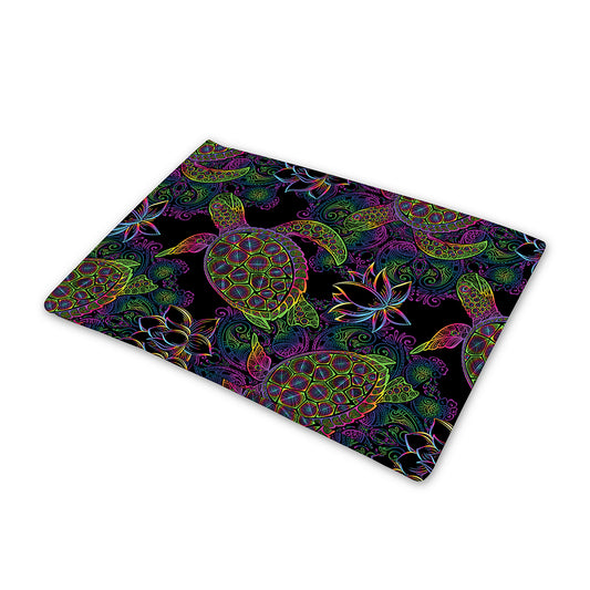 Psychedelic Sea Turtle Pattern Print Pet Cooling Mat Cover
