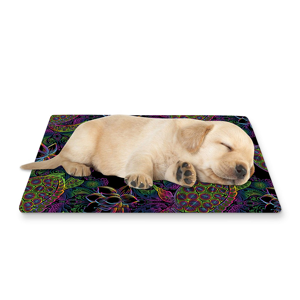 Psychedelic Sea Turtle Pattern Print Pet Cooling Mat Cover