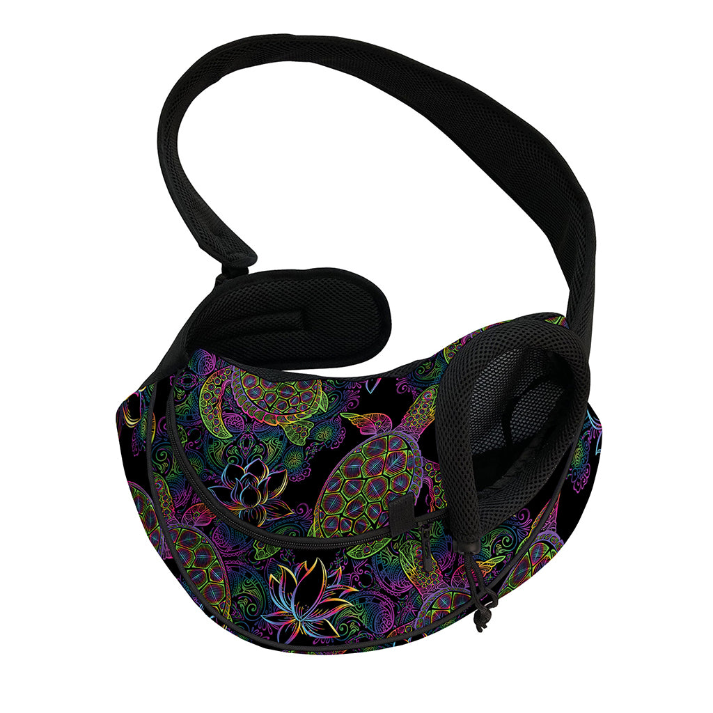 Psychedelic Sea Turtle Pattern Print Pet Sling Carrier