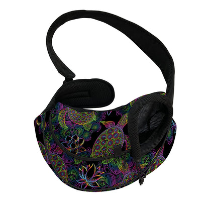 Psychedelic Sea Turtle Pattern Print Pet Sling Carrier