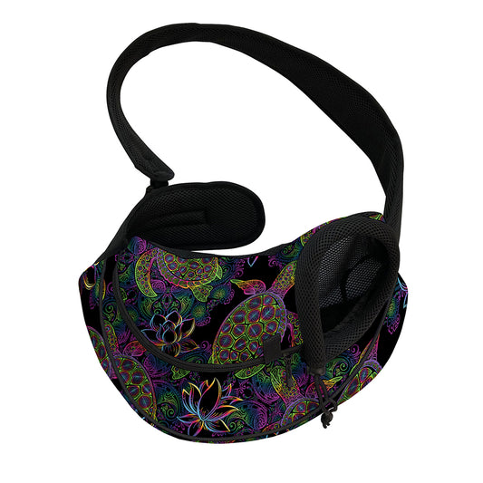 Psychedelic Sea Turtle Pattern Print Pet Sling Carrier