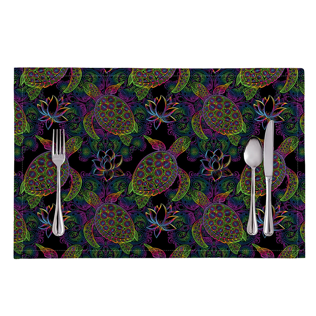 Psychedelic Sea Turtle Pattern Print Placemat