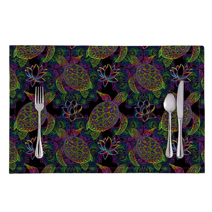 Psychedelic Sea Turtle Pattern Print Placemat