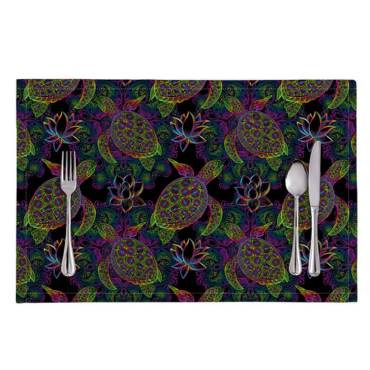 Psychedelic Sea Turtle Pattern Print Placemat