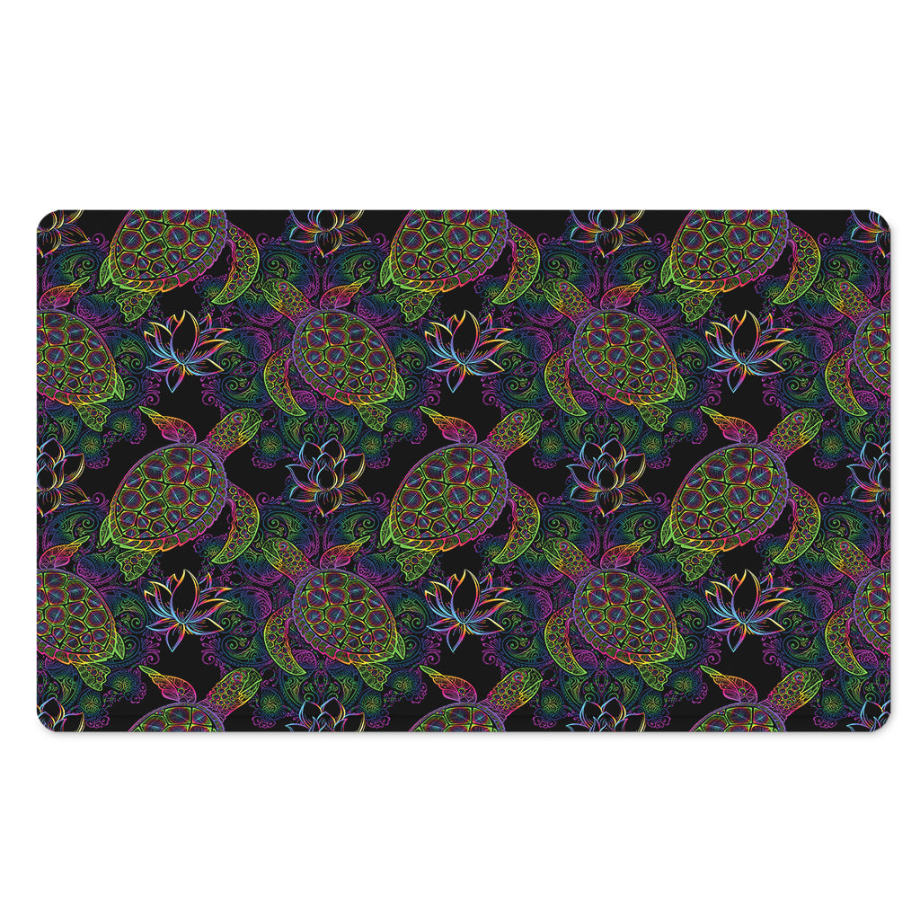 Psychedelic Sea Turtle Pattern Print Polyester Doormat