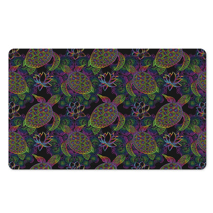 Psychedelic Sea Turtle Pattern Print Polyester Doormat