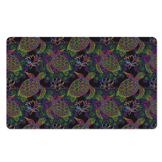 Psychedelic Sea Turtle Pattern Print Polyester Doormat