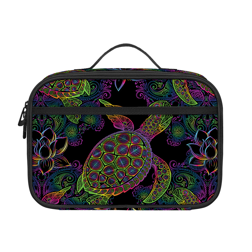 Psychedelic Sea Turtle Pattern Print Portable Lunch Bag