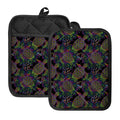 Psychedelic Sea Turtle Pattern Print Pot Holders With Pocket