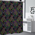 Psychedelic Sea Turtle Pattern Print Premium Shower Curtain