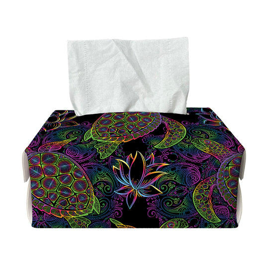 Psychedelic Sea Turtle Pattern Print Rectangle Tissue Box Cover