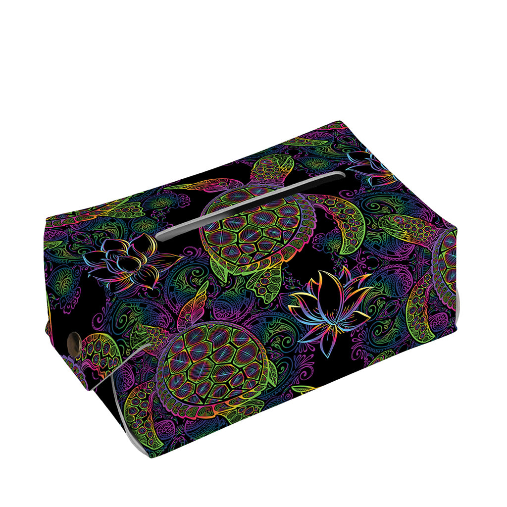 Psychedelic Sea Turtle Pattern Print Rectangle Tissue Box Cover