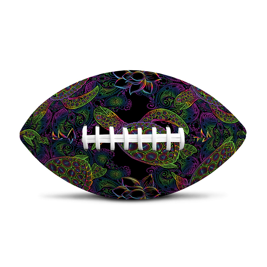 Psychedelic Sea Turtle Pattern Print Rugby Ball