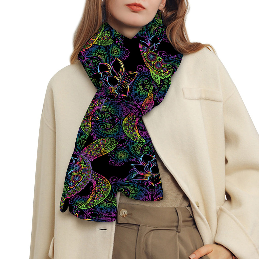 Psychedelic Sea Turtle Pattern Print Scarf