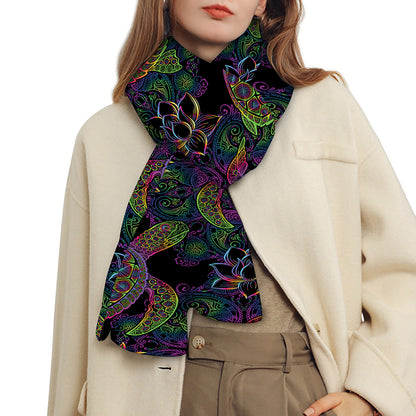 Psychedelic Sea Turtle Pattern Print Scarf