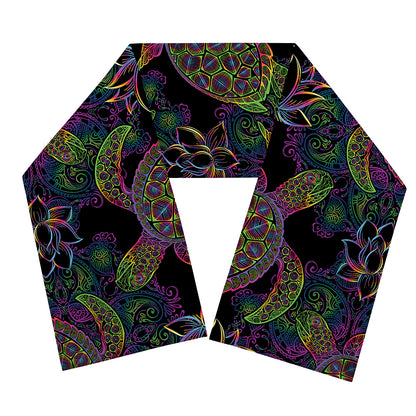 Psychedelic Sea Turtle Pattern Print Scarf
