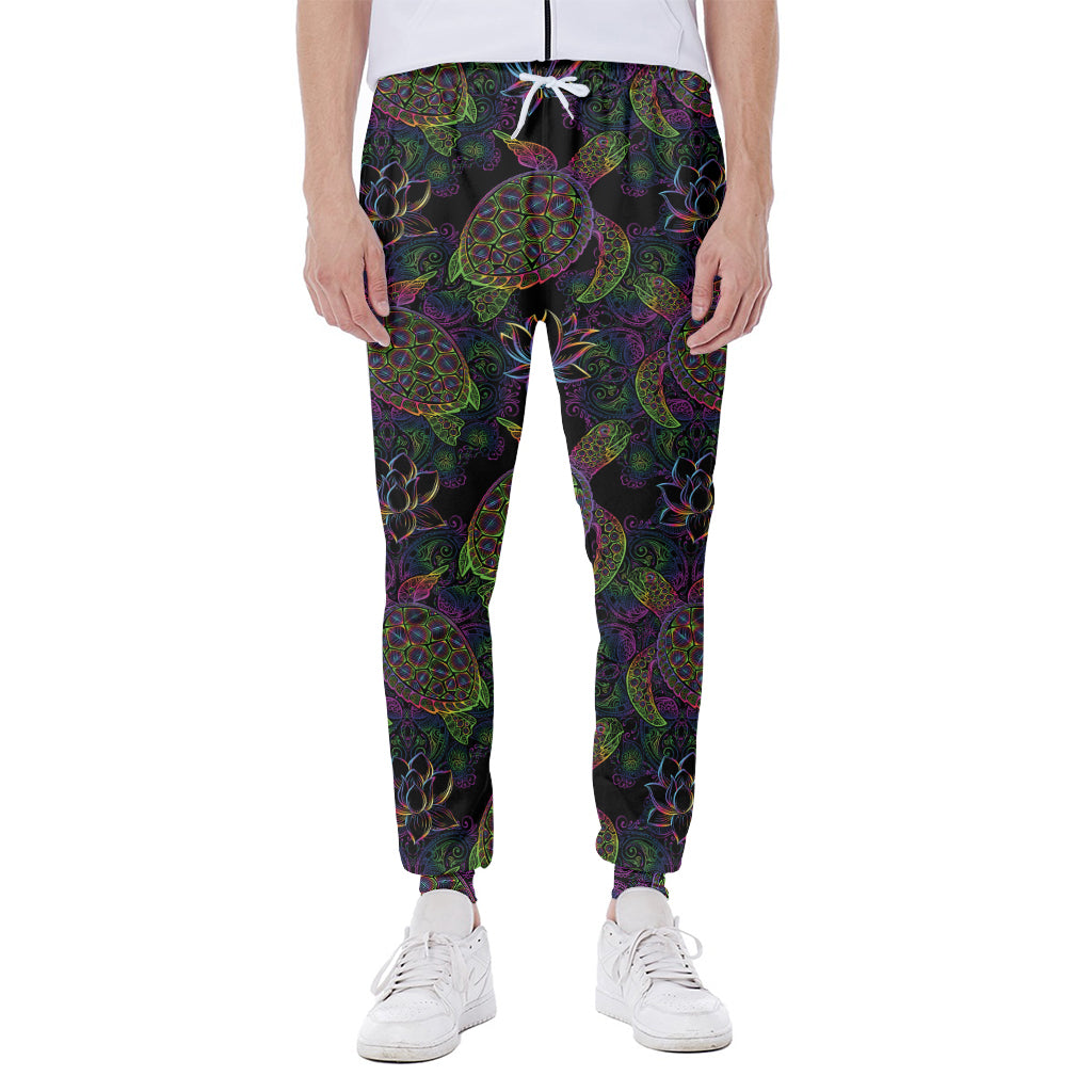 Psychedelic Sea Turtle Pattern Print Scuba Joggers