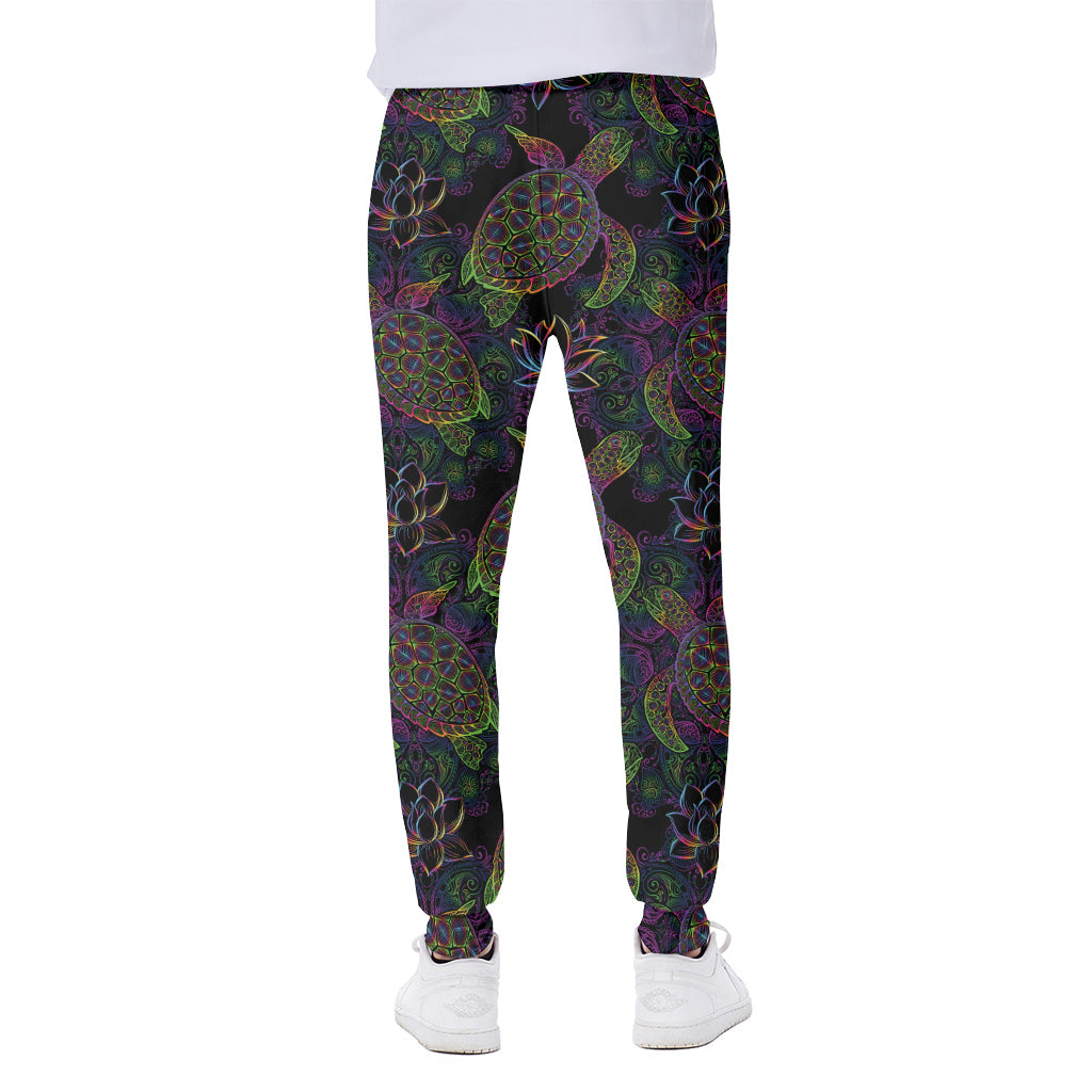 Psychedelic Sea Turtle Pattern Print Scuba Joggers