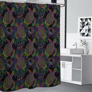 Psychedelic Sea Turtle Pattern Print Shower Curtain