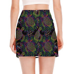 Psychedelic Sea Turtle Pattern Print Side Slit Mini Skirt