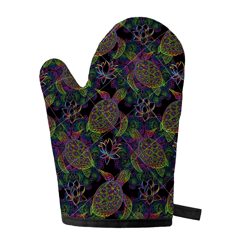 Psychedelic Sea Turtle Pattern Print Single Oven Mitt